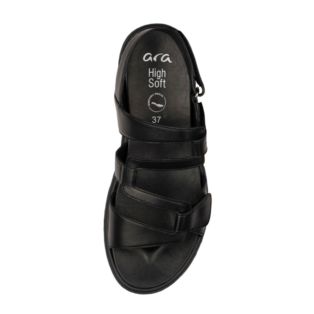 Ara Bayview Wedge Sandal (Women) - Black Nappa Leather