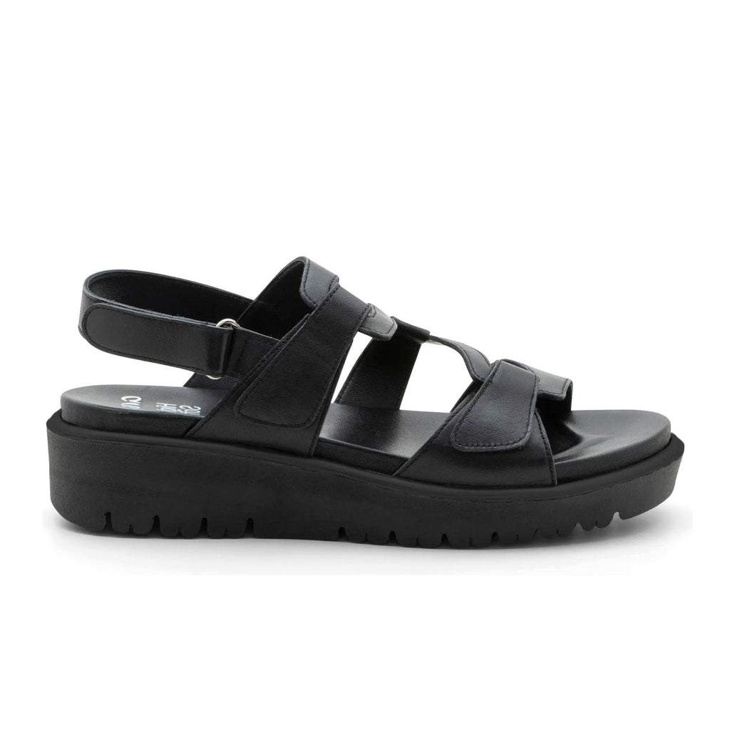 Ara Bayview Wedge Sandal (Women) - Black Nappa Leather
