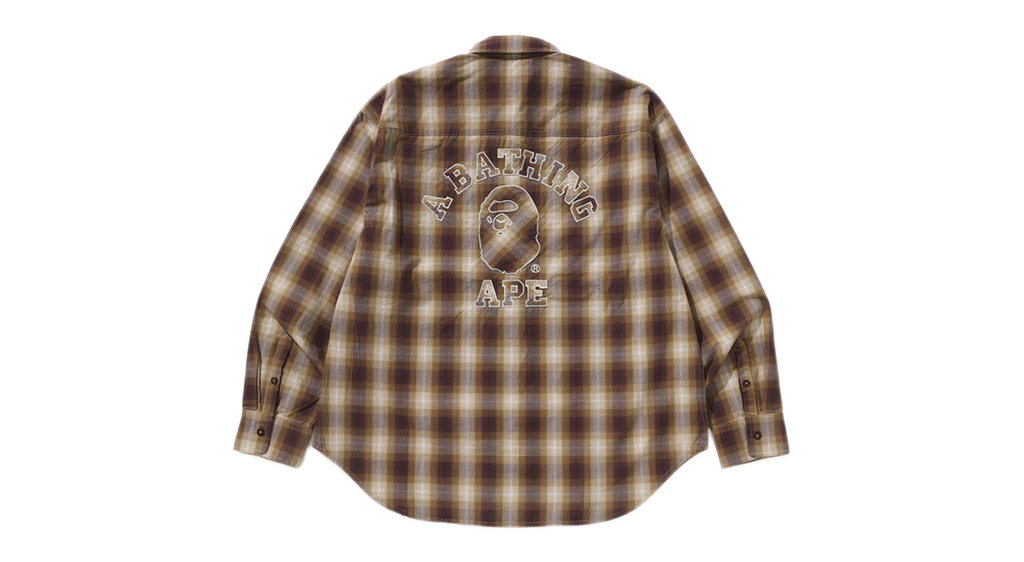 BAPE Ombre Check College Relaxed Fit Shirt Brown/Yellow