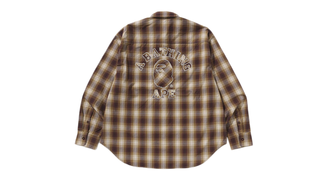 BAPE Ombre Check College Relaxed Fit Shirt Brown/Yellow