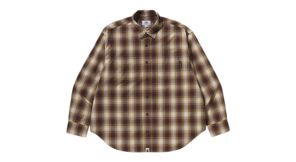 BAPE Ombre Check College Relaxed Fit Shirt Brown/Yellow