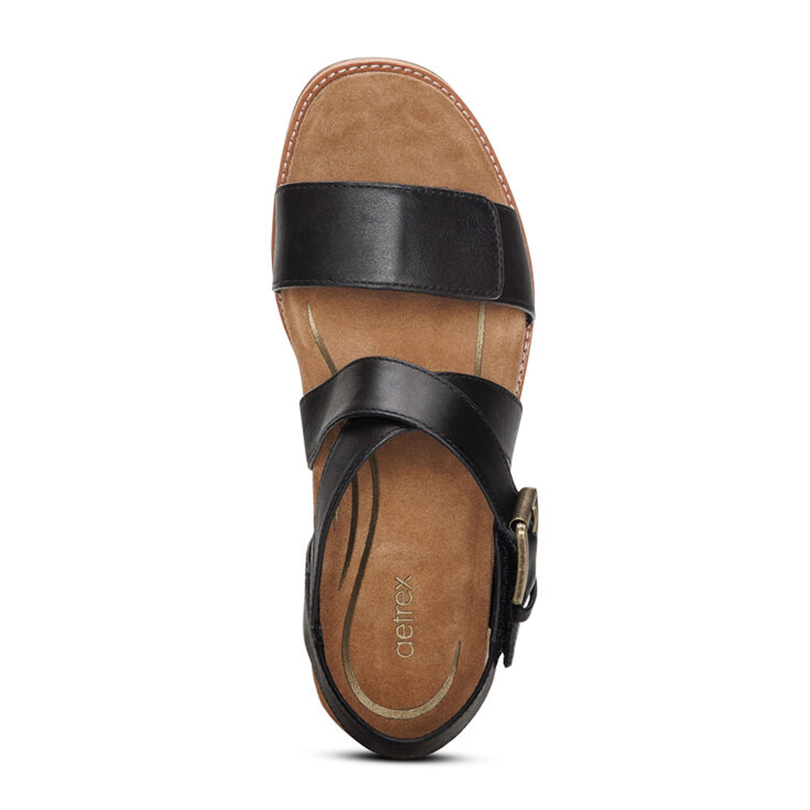 Aetrex Kristin Heeled Sandal (Women) - Black Leather