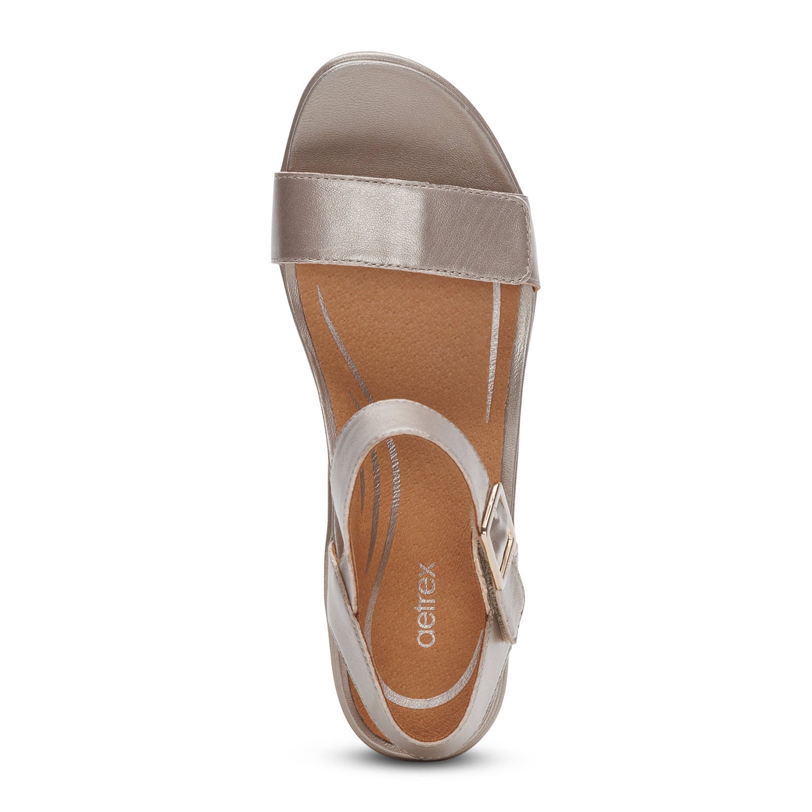 Aetrex Andrea Wedge Sandal (Women) - Platinum